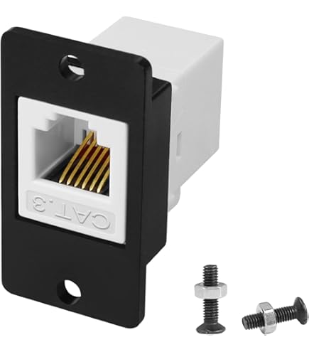 QIANRENON RJ11/RJ12 6P6C panel mount power connector CAT3 panel mounting, for phone communication alarm