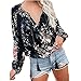 Produktbild Damen Trend T-Shirt Zauber Blume Drucken Übergangshemd Stehkragen Komfort Loses Faltenhemd Hohe elastizität Elegantes Damenhemd Anhänger Deko Tunika Longshirt Hemd Tops Shirt