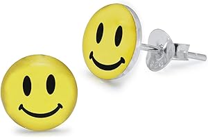 MONSTER PIERCING Smiley Face Logo Photo 925 Sterling Silver Stud Earring