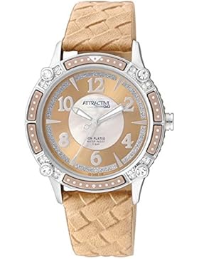 Uhr Q & Q By Citizen Attractive Damen Edelstahl Leder beige Strass da75j325y