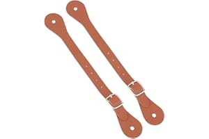 VPOUERY 2Pcs Cinturini per Speroni in Pelle Cinturino Regolabile per Stivali Western Uomo Donna Cinturini per Speroni Orizzonti in Pelle Monostrato con Usura in Lega di Zinco(Cioccolato)