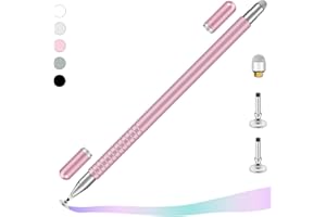 iMoebel Stylet universel 2 en 1 pour tablette tactile avec 2 capuchons magnétiques pour tablette, téléphone portable, iPad, iPhone, smartphone, Samsung, Huawei, etc., or rose