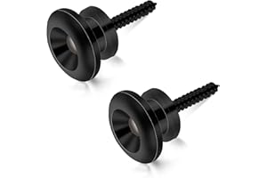 TRINKRITTEY 2 Pack Gitarrengurt Fixateur Gitarrengurt Knöpfe Metall Gitarrengurt Endknopf mit Befestigungsschrauben und Gummi Kissen für Klassische Elektrische Akustik Gitarre, Bass Schwarz