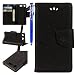 Produktbild EUWLY Lederhülle für [Sony Xperia XZ1 Compact], Schmetterling Leder Flip Case Brieftasche Etui für Sony Xperia XZ1 Compact, Retro Butterfly Ledertasche Handytasche Blumen Wallet Handytasche Schutzhülle Handyhülle Leder Flip Case Cover Lanyard Strap Leder eder Magnetverschluss Hülle im Bookstyle Hülle Ledertasche Folio Klapphülle Handyhülle Kartenfächer Standfunktion Karten Slot Schutzhülle für Sony Xperia XZ1 Compact + Blau Eingabestift-Butterfly,schwarz