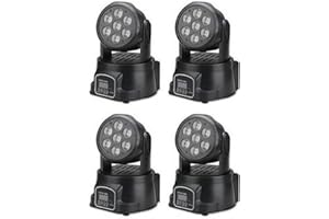 081 Store - 4 X PROIETTORE 7 LED LED RGB TESTA MOBILE ROTANTE EFFETTI DISCO WASH DMX