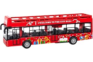 FCXVXCL Autobus Doppeldecker Bus Spielzeugmodell Reibungsbetriebener Bewegung Kinder Model Vehicle Bus Auto Spielzeug Lizenzierte Spielzeugautos für Kinder ab 3 Jahren Rot