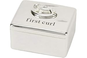 BAMBINO BY JULIANA Bambino Baby Christening Gifts. Silverplated First Curl Keepsake Box with Rocking Horse Decoration