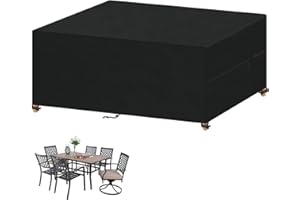 VANSHEIM Funda Muebles Jardín Impermeable Funda para Muebles de Jardin Exterior Funda para Mesa Jardin Exterior 420D Oxford Tela Protector Muebles Jardin Cubierta Mesa y Sillas Jardin 160x100x75cm