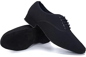 JMORCO Zapatillas de baile latino para hombre Zapatilla de deporte de Jazz moderna for hombre, zapato profesional Oxford negro superior for Salsa latina, tacón bajo, zapatos de baile de salón Tango(45)