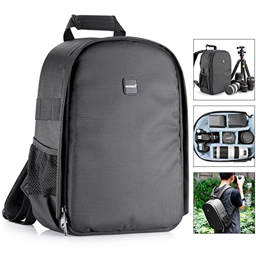 Neewer® Mochila de cámara acolchada a prueba de choques insertar protección flexible para cámaras réflex digital SLR y lentes, linterna, disparadores Radio y otros accesorios (Interior gris)