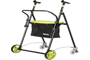 QUERALTO Girello di ferro| Rollator | Pieghevole | Freni posteriori | Cestino, sedile e schienale | Colore: pistacchio