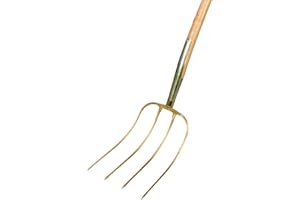 KERBL Freund Victoria Erntekönig Dunggabel 31198 (mit Eschenstiel 135 cm, 4 Zinken, Mistgabel gold lackiert, Maße 31x23 cm) 1270621