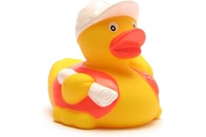 Duckshop I kaczka kąpielowa polerka drabina budowlana I piszcząca kaczka I L: 7,5 cm I z breloczkiem do kluczy w zestawie