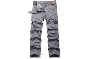MUST WAY Women's Casual Trousers Camouflage Multi Pockets Cargo Trousers with 8 Pockets