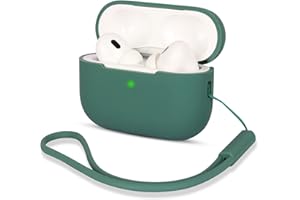 AOTUAO Compatibile con AirPods PRO 2 Custodia Case Cover, Case Protettiva Antiurto Antiscivolo in Silicone per AirPods PRO 2 Seconda Generazione 2022 Custodia con Silicone Lanyard, Pine Green