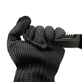 Color: Negro GYXTECH - Guantes de seguridad de alambre de acero inoxidable y kevlar para hombre, corte, malla metálica, carnicero, negro, 1 par
