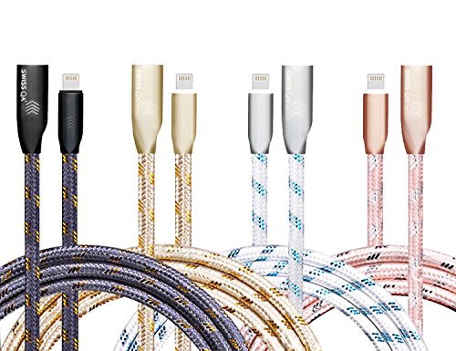 Lightning Kabel – 1m, Gold, Neustes Design – Sehr schnelles iPhone 7 Ladekabel – verstärktes USB Datenkabel mit Knickschutz – Für Apple iPhone 7 6 5, iPad, iPod – SWISS-QA Geldrückgabe Garantie - 7