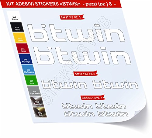 Pimastickerslab Bike - 0479 - Lot de 8 autocollants pour vélo BTwin, coloris au choix, Bianco cod. 010
