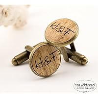 Vintage Manschettenknöpfe Cufflinks Herren Schmuck rustikale Landhochzeit Geschenk Männer Holz Handgemacht Hemd Knöpfe Edelholz graviert bronze individualisiert
