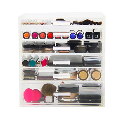 6 Drawer Kardashian Makeup Acrylic Lucite Clear Cube Organiser With Removeable Dividers