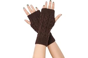 FGFD&OU Fingerlose Handschuhe für Damen Gestrickte Halb Fingerhandschuhe Kurzer Strickhandschuhe Fäustlinge Handwärmer Handgelenkwärmer Armstulpen Handstulpen Pulswärmer