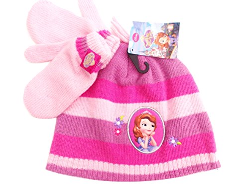 BNWT Girls warm winter Sofia the First Hat and Mitten set christmas gift 3-6 Years