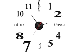 CAYBATS Orologio da parete adesivo 3d grande,40CM orologio da parete fai da te 3D da Muro Design Moderno,meccanismo silenzioso,orologio da muro,Usato per Decorare la Parete Vuota per Casa,Ufficio -Nero