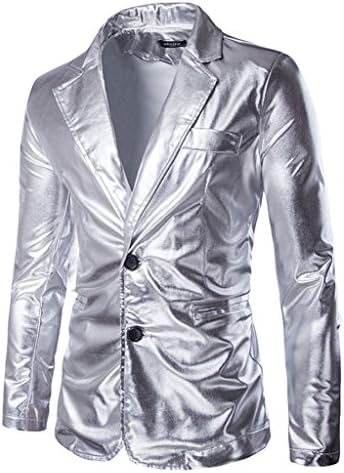 Choose Men Metallic Slim Fit Casual Two Button Blazer Jacket