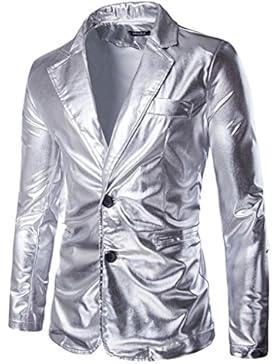 Choose Men's Metallic Schlank Fit Beiläufig Zwei Knopf Blazer Jacke