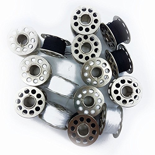 10PC Standard Sewing Machine Metal Bobbins/Spools Black & White Colours Threads Home by Accessories Attic®