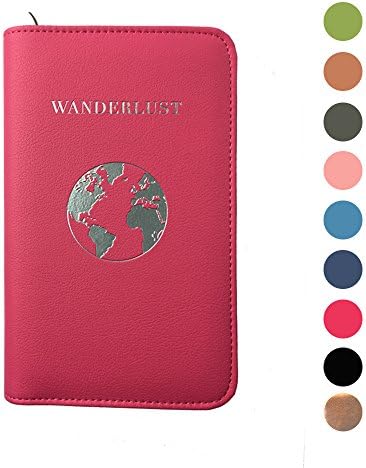 Phone Charging Passport Holder with Removable Power Bank Including RFID Blocking Security and Zipper Closure (Fuchsia)