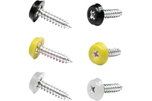 MUNSESI 6Pcs Number Plate Oversized Screws, License Plate Fixing Set, Multicolor Plastic Top Car Number Plates Screws, Mix Replacement for Car Registration Pl-ates and License Plates