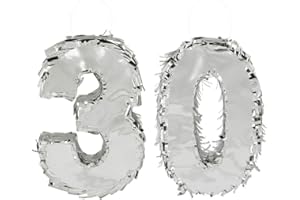 PLAYFLIP Pinata Zahl 30 silber glitzer 30. Geburtstag