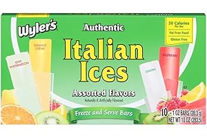 THE AMERICAN STORE Wyler's Authentic Italian Ice I Fat Free Freezer Bars I Original Flavors 1oz bars Pack of 10 I US Import