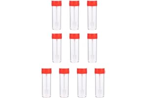 LATRAT Wysoce przezroczysty plastikowy kubek z miarką 25 ml, kubek stołkowy, z zakrętką, szczelny pojemnik, dla dorosłych, 10 szt. do laboratoriów medycznych