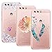 Produktbild Yokata [3 Packs] Huawei P10 Hülle Transparent Weiche Silikon Handytasche Handyhülle Schutzhülle TPU Handy Tasche Schale Etui Weich Silicone Bumper Ultra Dünn Slim Durchsichtig Premium Kratzfest Kreative Motiv Muster Clear Backcover Schutz für Huawei P10 Case Cover - Feder Blumen und Schmetterlinge Blumen