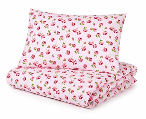 Cot Bed Duvet Cover and Pillowcase Set, Pink Roses