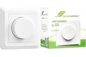 ‎GREENANDCO greenandco gc-200 | Unterputz LED und Halogen Dimmer | 1-200 Watt | auch für herkömmliche Leuchtmittel | für Wechselschaltungen geeignet | weiß