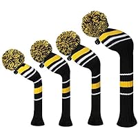 Scott Edward advertencia de color amarillo rayas fundas para cabezas de palos de golf, hilo acrílico double-layers de punto, juego de 4