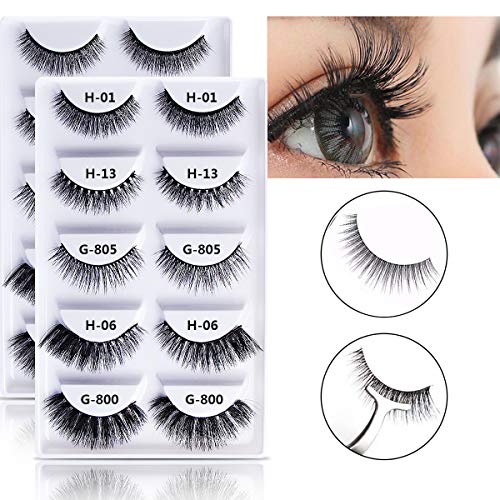 7 Star Pestañas falsas, 10 Pares Pestañas Postizas de Faux Mink 3D Pestañas Naturales Pestañas Extensión con Aplicador el Clip Libre Pestañas Postizas para Herramientas Maquillaje de Moda