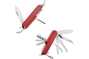 ZYOMVUN Schweizer Taschenmesser, 2 Stück Mini für Schlüsselanhänger, Swiss Army Knife, Mini für Schlüsselanhänger, Swiss Army Knife, mit 11 e 5 Funktionen, Klinge, Korkenzieher, Dosenöffner