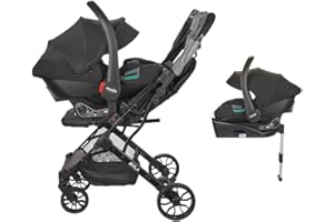 Nania Myla Poussette combinée 2 en 1 de 0 à 4 ans (22kg max) avec Siège auto Rimini Nania 40-87 cm - (0-13kg) + Base isofix-Protection Latérale avec Insert de confort