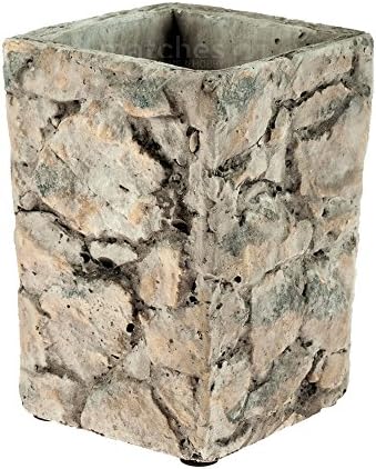 matches21 Flower Vase Urn Pot Made from Concrete Grey Rectangle Stone Look Available in 2 Sizes, 11 cm