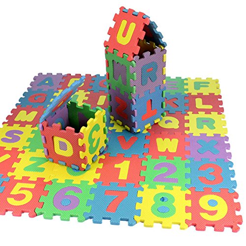 grassLANDS 36pcs Soft Eva Foam Thick Puzzle Play Mats Split Joint Baby Carpet Pad for Kids Children Crawling Play Games Floor Mats , Dimensions: Each mat measures 31.5 cm x 31.5 cm Thickness: 1 cm