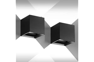 CANMEIJIA Aplique pared Exterior/Interior, 12W Impermeable IP65 Lampara Luz Blanca Cálida 6500K 1000 lm Ángulo ajustable, para Porche Salón Dormitorio