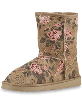 Damen Schuhe Winter Stiefeletten Schlupfstiefel Kunstfell Gefüttert