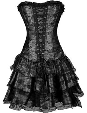 TDOLAH Gothic Korsage Kleid Mini Rock Petticoat Bustier Top mit Tutu-Rock