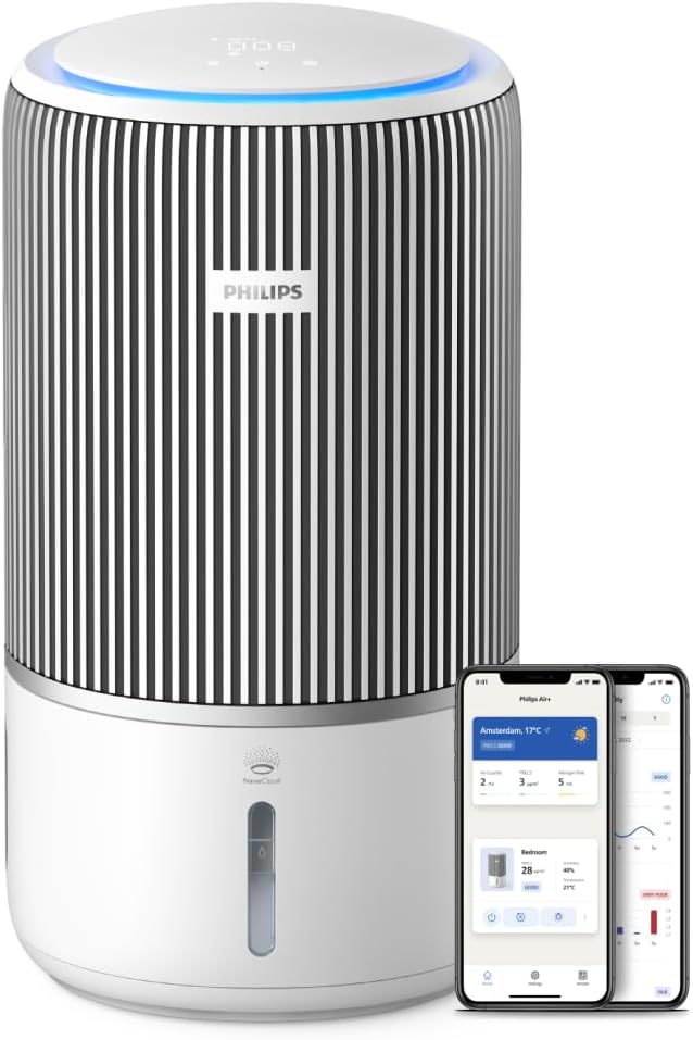 Philips 3400 Serisi 2'si 1 arada Hava Temizleyici ve Nemlendirici, HEPA NanoProtect + Aktif Karbon Filtre, 650ml/sa Nemlendirme, 78m² için 300m³/sa CADR (AC3420/10)