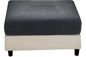 MIECOAE Stool Covers Square Rectangular Footstool Cover Stretch Ottoman Cover, Thicker Stretch Pouffe Cover Foot Stool Jacquard Velvet Slipcovers With Elastic Bottom, Machine Washable (Color : #9, Size : 65