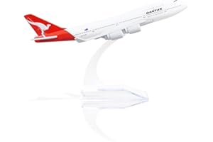 QIYUMOKE Boeing 747 Qantas Airways 1/400 Diecast Metal Airplane Model with Stand Airlines Model Plane Alloy Display Collectible Model Kit for Aviation Enthusiast Gift